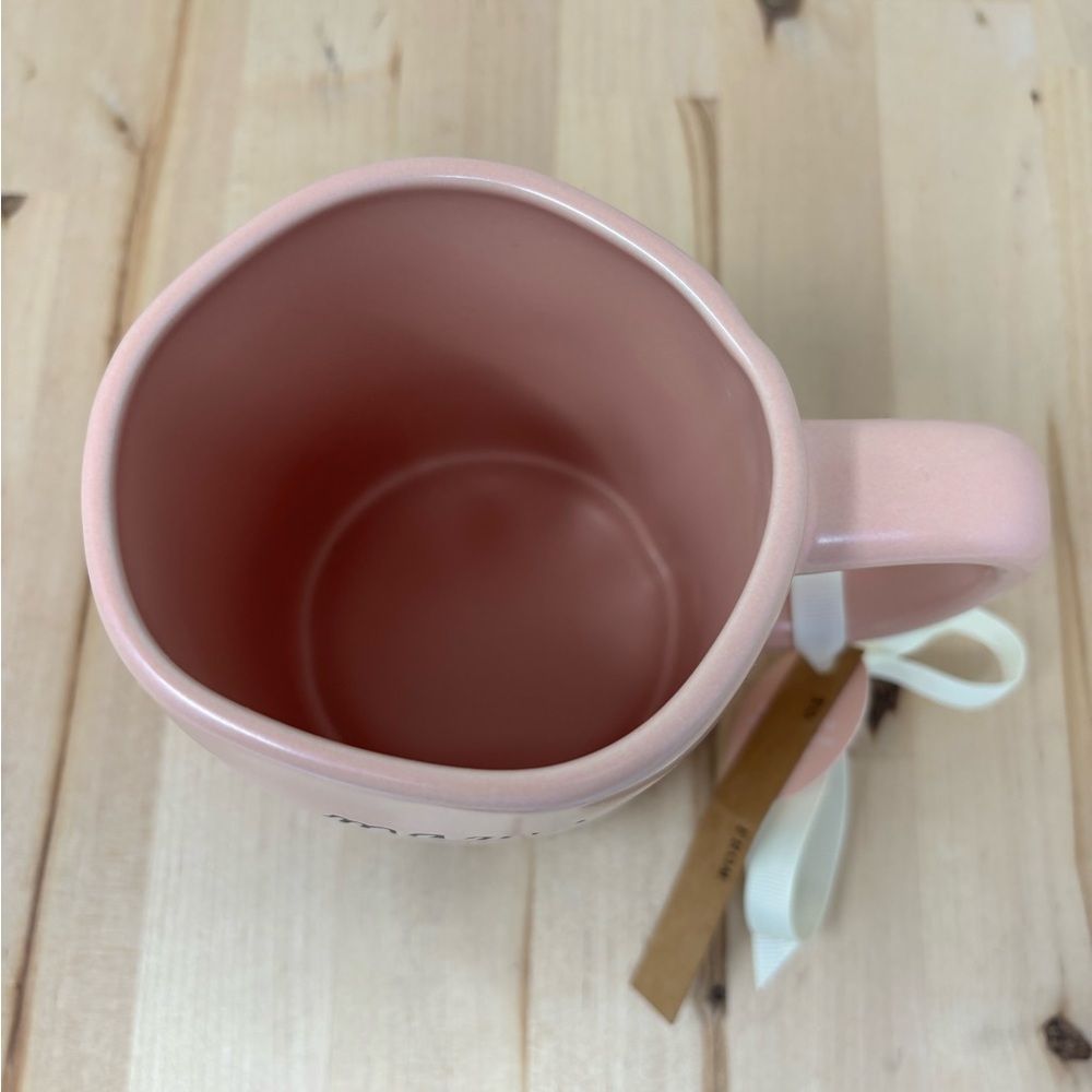 Rae Dunn MAMA Mug Pink Ceramic with Black Floral Design and Lettering New - Picture 3 of 4